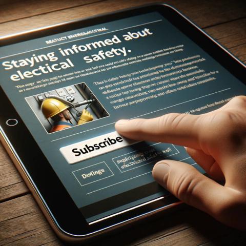 Subscribing to an electrical safety tips newsletter on a digital tablet.
